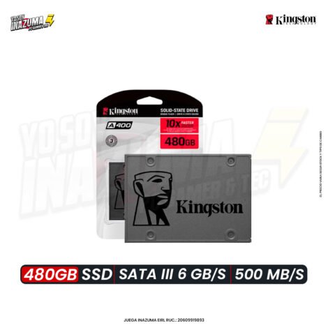 ALMACENAMIENTO KINGSTON A400, 480GB, SATA 6GB/S, 2.5"