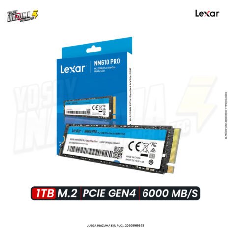 ALMACENAMIENTO LEXAR NM610 PRO 1TB M.2 PCIE 3.0 X4 NVME 3300MB/S
