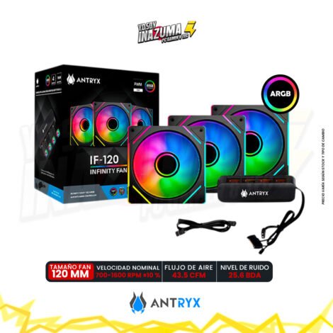 KIT ARGB ANTRYX IF-120 INFINITY FAN BLACK 120mm x 3, Controlador