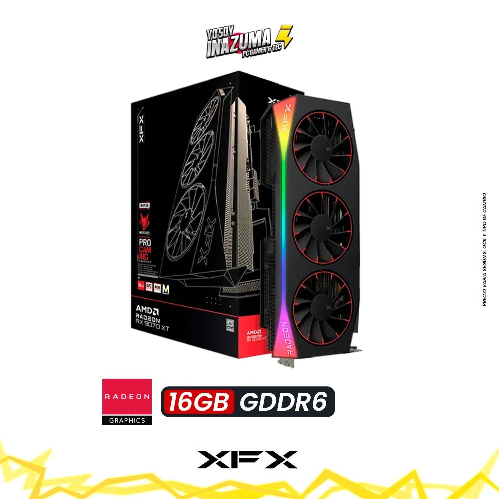 TARJETA DE VIDEO XFX MERCURY AMD RADEON RX 9070 XT 16GB GDDR6 256BITS MAGNETIC RGB OC