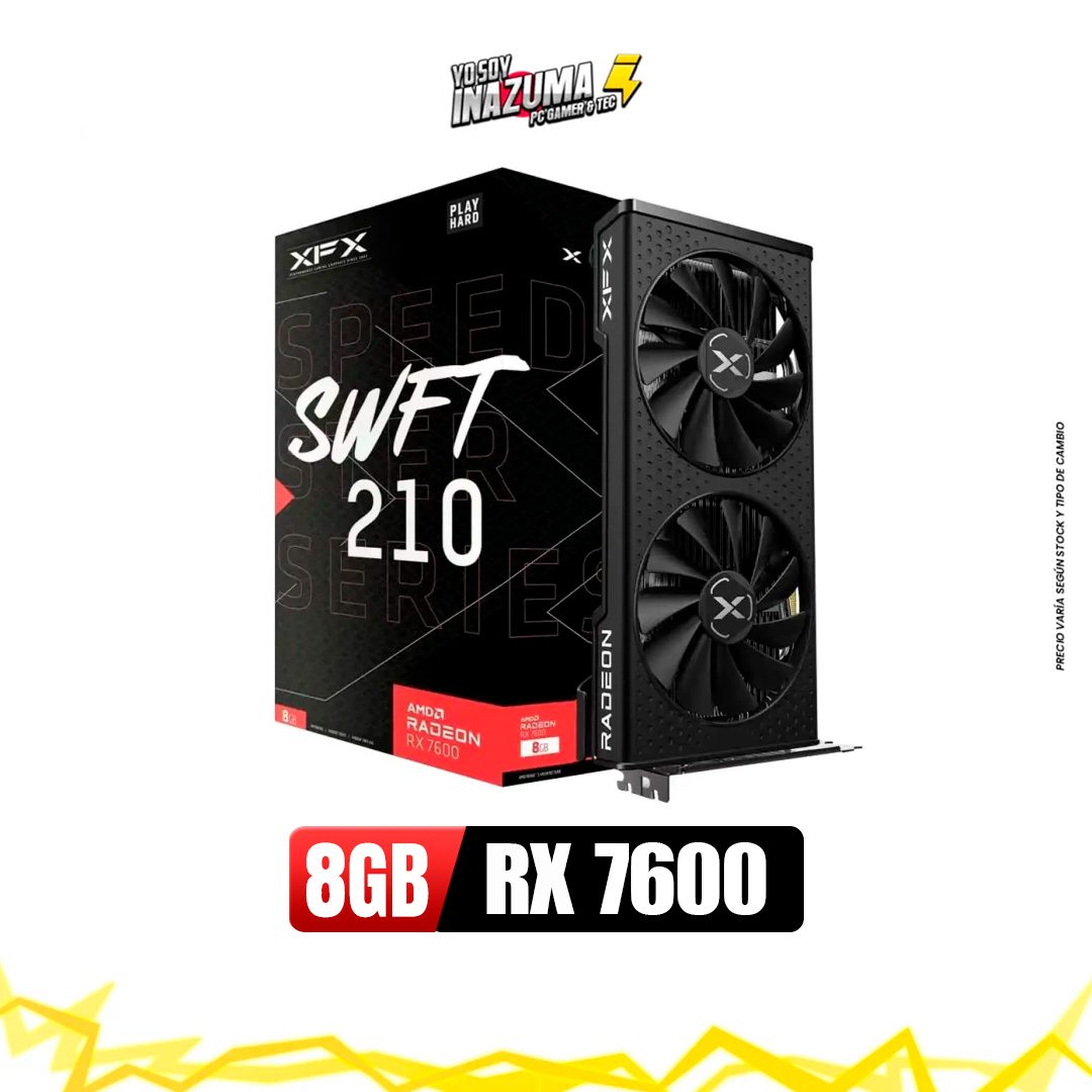 TARJETA DE VIDEO XFX SPEEDSTER RX 7600 8GB CORE SWIFT 210