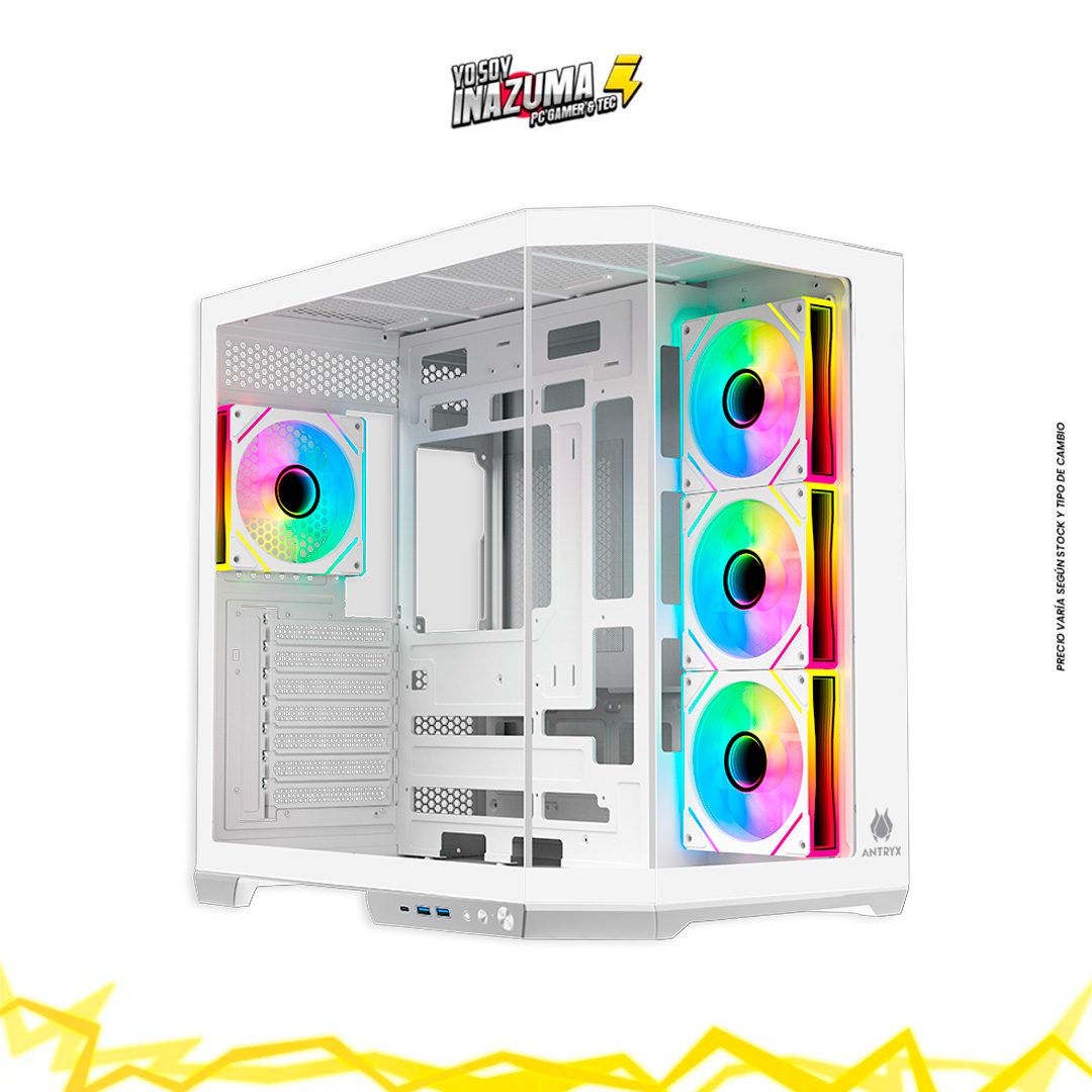 CASE ANTRYX FX 800 WHITE, FAN x4 ARGB, USB TIPO-C, V/TEMPLADO (BLANCO /NEGRO)