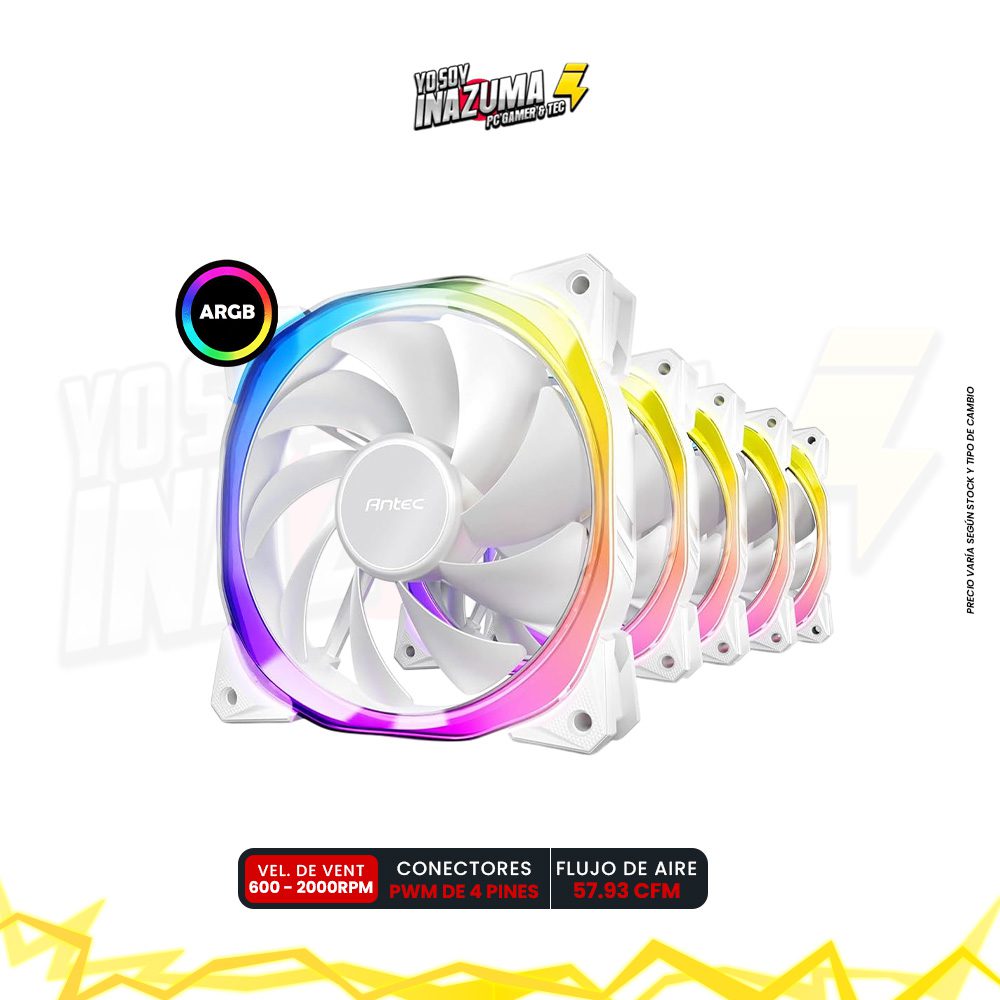 Cooler Para Case Antec Fusion, 120mm, Led Argb, Blanco (1)