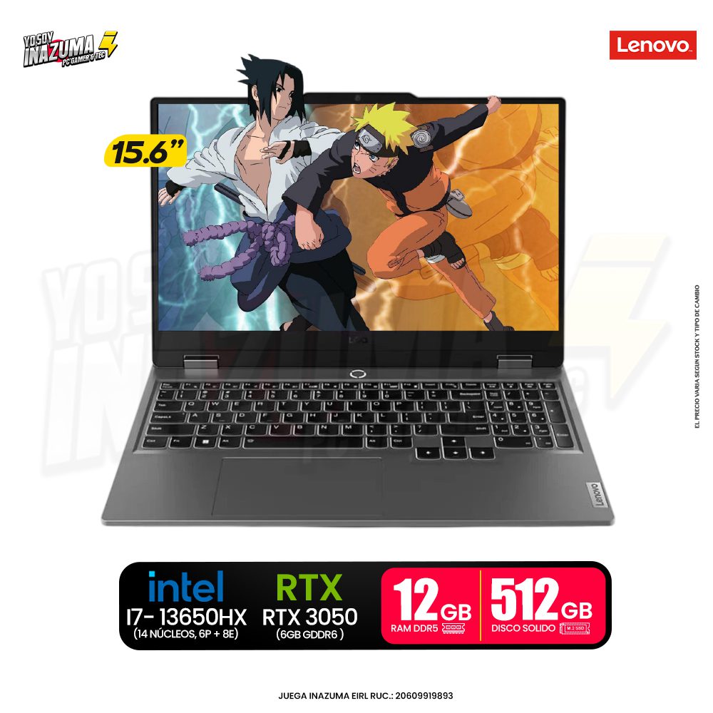 LAPTOP LENOVO LOQ 15IRX9 INTEL CORE I7 13650HX ( 83DV00FHLM ) RAM 12GB DDR5| SSD 512GB | RTX 3050 6GB | 15.6" FHD