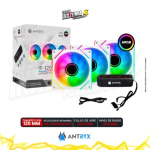 KIT ARGB ANTRYX IF-120 INFINITY FAN WHITE 120mm x 3, C/Controlador