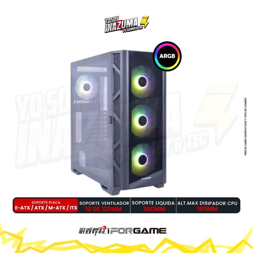 CASE GAMER IFORGAME X2, V/TEMPLADO, ARGB