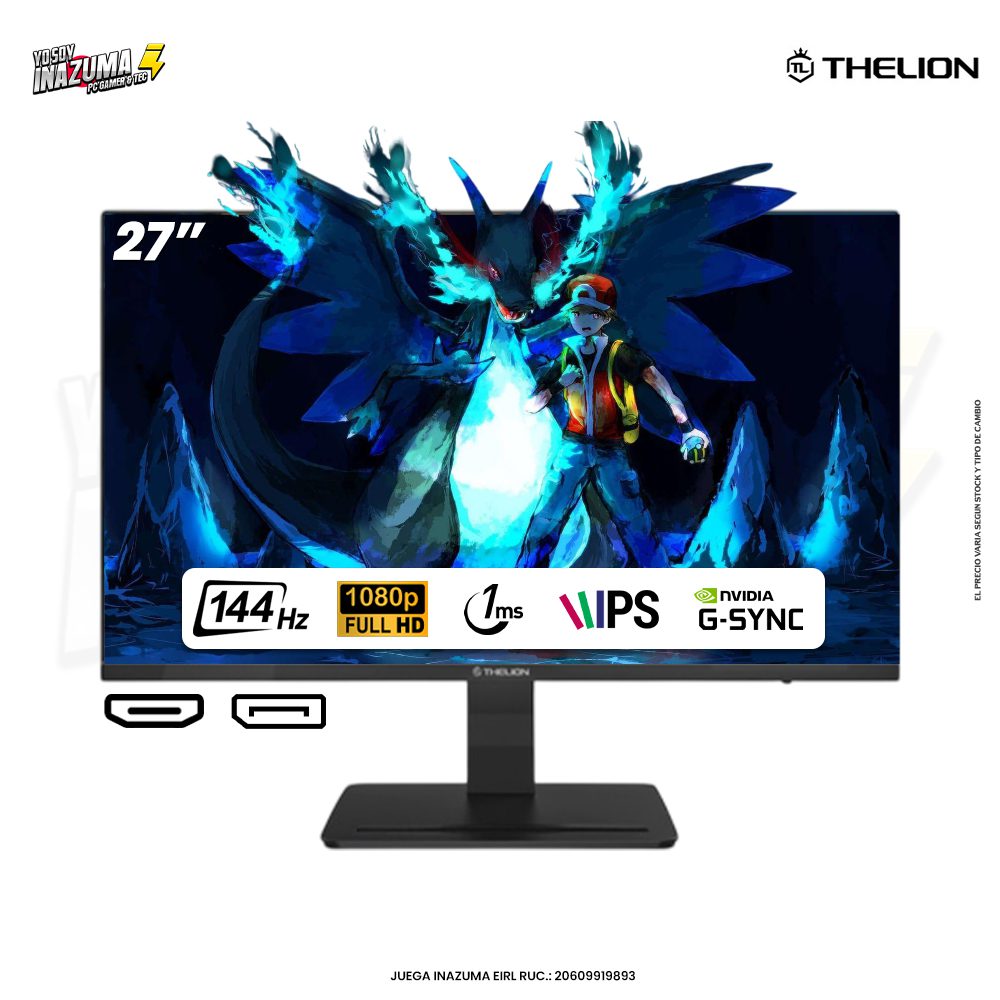 MONITOR GAMING THELION GL27EFI, 27" IPS, FHD, 144Hz, 1ms MPRT, Compatible FreeSync, Adaptive Sync