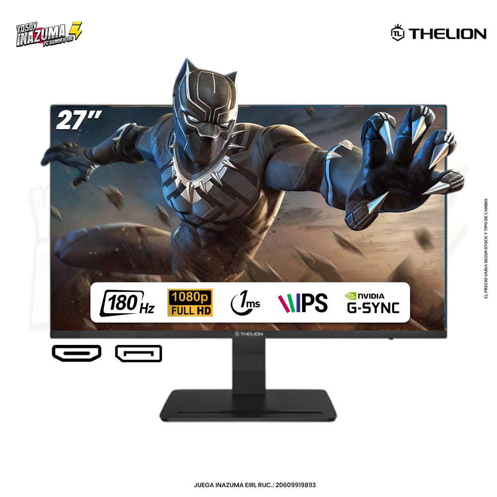 MONITOR THELION MG27EFI, 27" IPS, FHD, 180Hz, 1ms MPRT, Compatible FreeSync, Adaptive Sync
