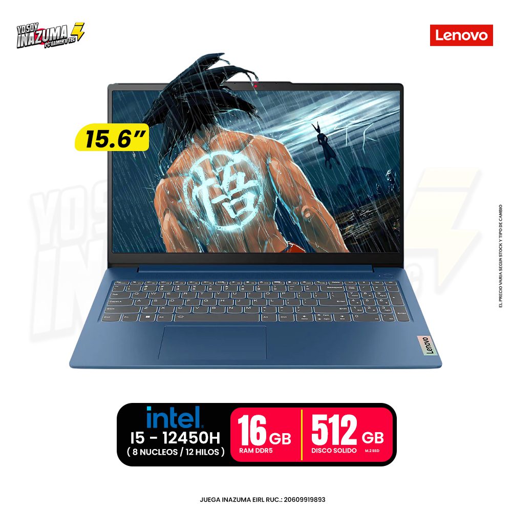 LAPTOP LENOVO IdeaPad Slim 3 15IAH8, Intel Core i5-12450H, 16GB DDR5, SSD 512GB, 15.6" FHD Touch Screen