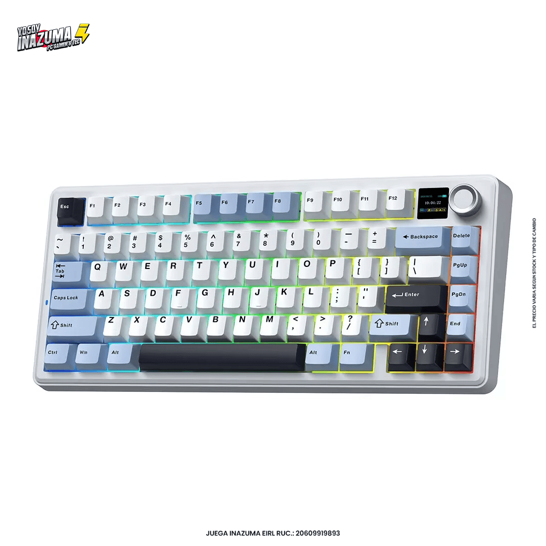 AULA F75 MAX RGB AZUL/BLANCO/MORADO OSCURO REAPER SWITCH MECANICO C/PANTALLA