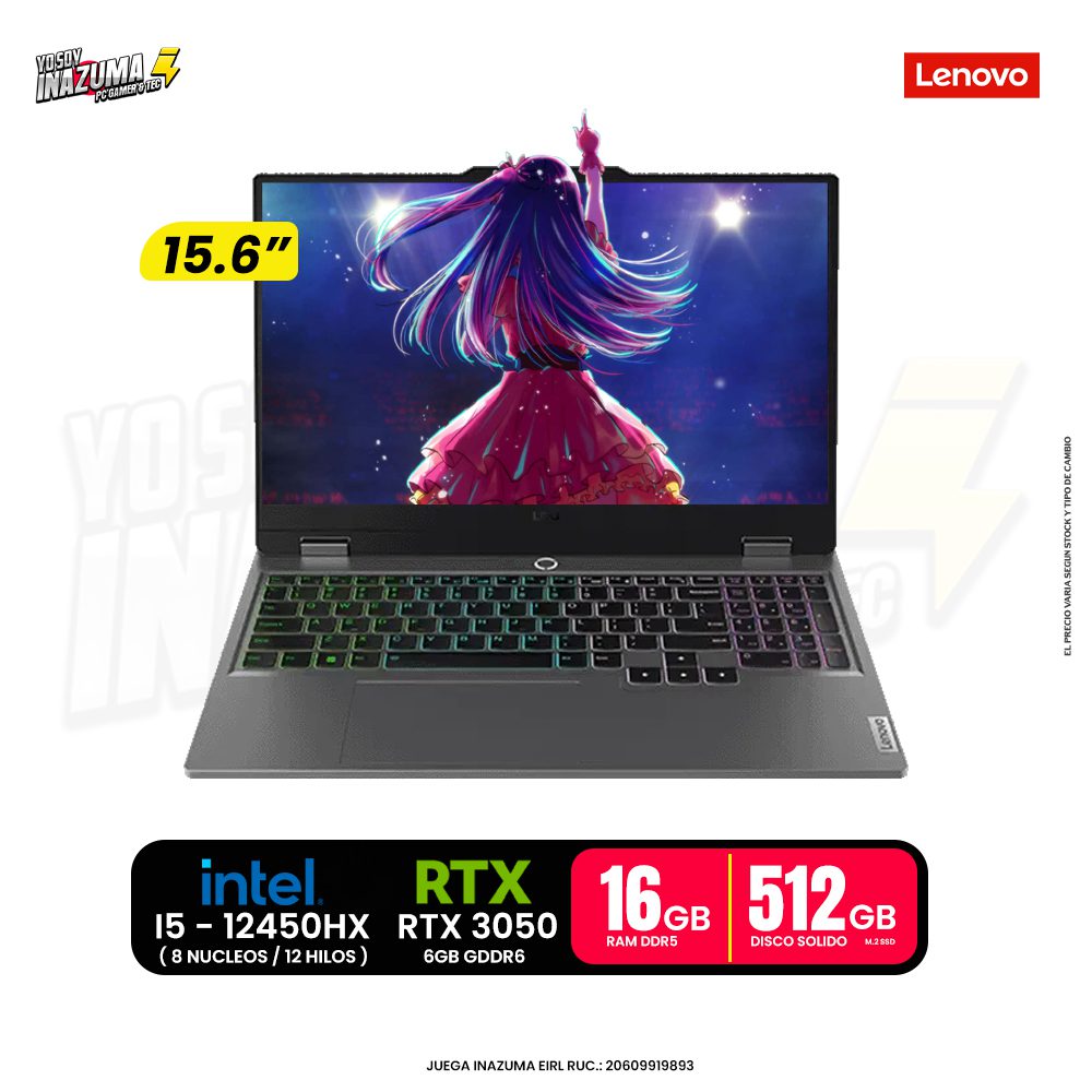 Laptop Lenovo LOQ 15IAX9 Intel Core i5 | RTX 3050 | 24GB RAM | SSD 512GB | 15.6" FHD 144Hz