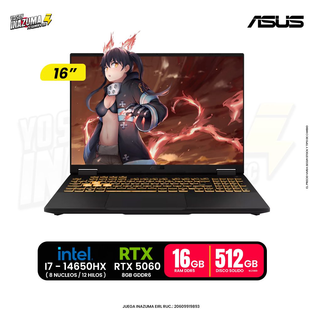 Laptop ASUS TUF Gaming FX608JMR-RV352 Core i7-14650HX | 16GB DDR5 | SSD 512GB | RTX 5060 8GB | 16" WUXGA 165Hz