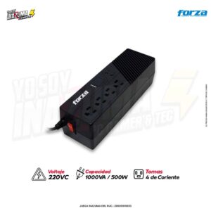 Estabilizador Forza FVR‑1012 (4 tomas, 1000 VA/500 W)