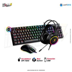 Kit Antryx GC-3100 X3 Teclado Switch Blue Mouse Y Auricular Black