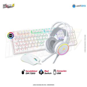 Kit Antryx GC-3100 X3 Teclado Switch Blue Mouse Y Auricular White