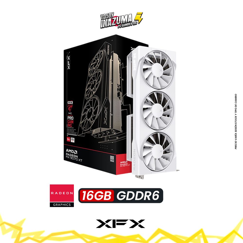 TARJETA DE VIDEO XFX SWIFT AMD RADEON RX 9070XT WHITE TRIPLE FAN GAMING