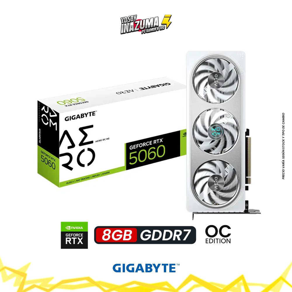 TARJETA GRAFICA RTX 5060 8GB GIGABYTE AERO WHITE