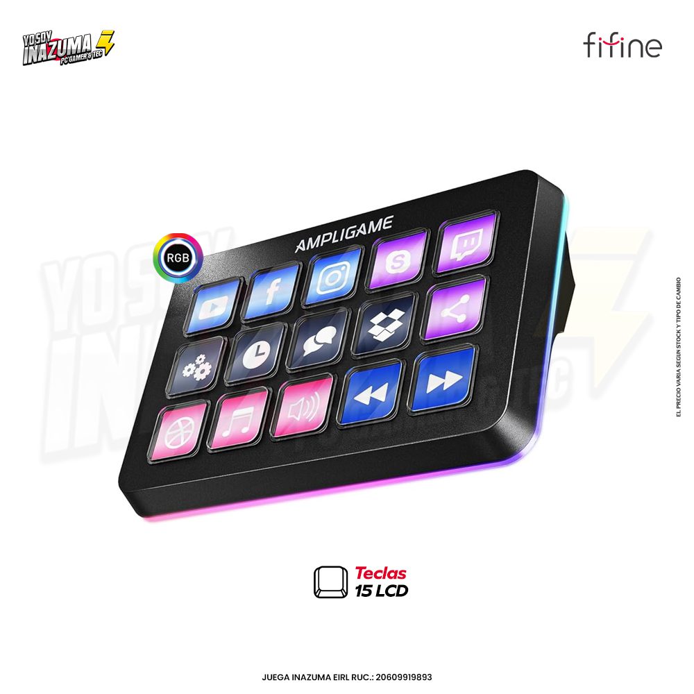 STREAM DECK USB FIFINE D6 15 TECLAS PERSONALIZABLES RGB