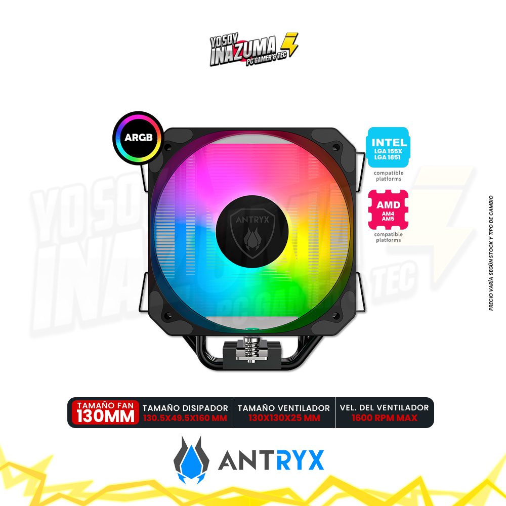 COOLER DE PROCESADOR ANTRYX MIRAGE 530, ARGB, AMD, INTEL