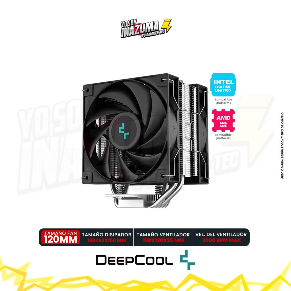 COOLER DE PROCESADOR DEEPCOOL AG400 PLUS DUAL FAN - INTEL / AMD