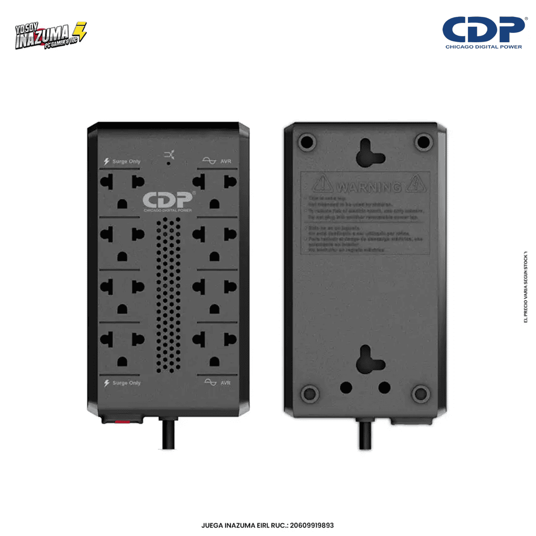 ESTABILIZADOR CDP R2C-AVR1008I 1000VA/500W, 8 TOMAS.