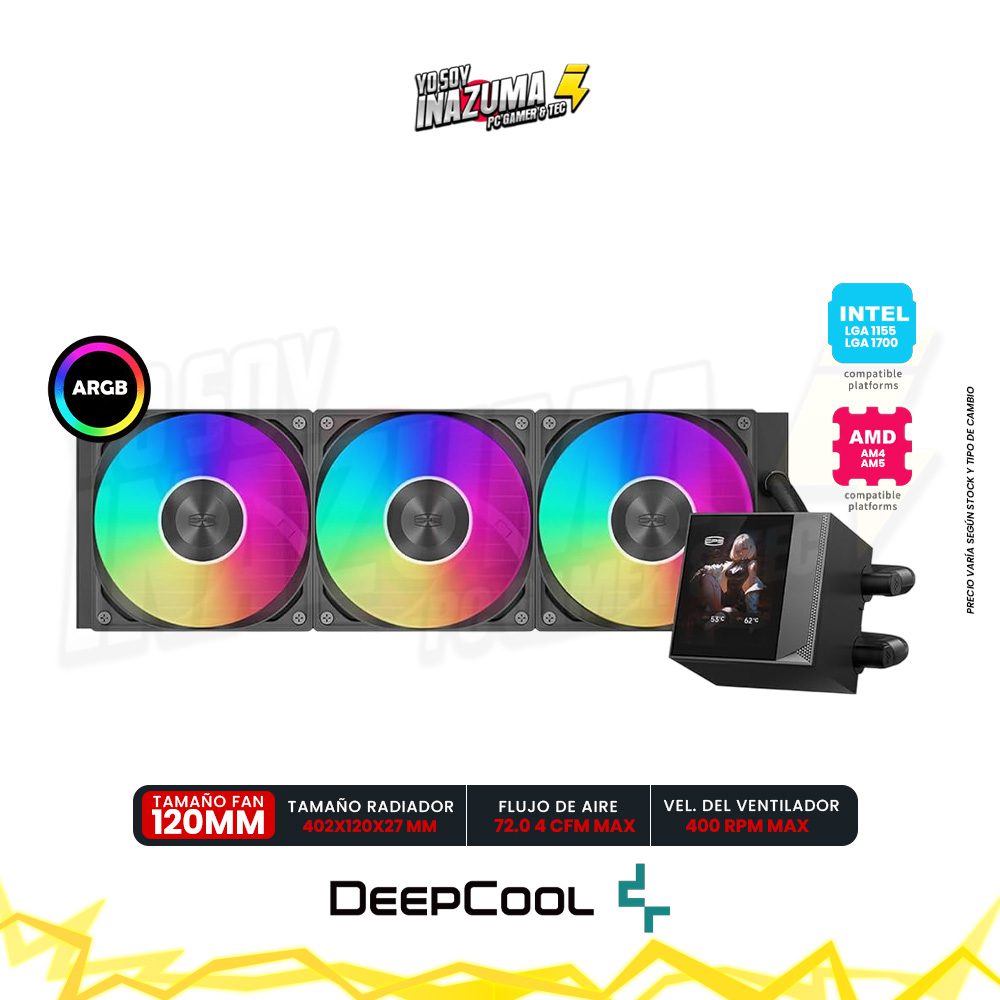 REFRIGERACION LIQUIDA PCCOOLER 360 BLACK DC360 PRO ARGB DISPLAY